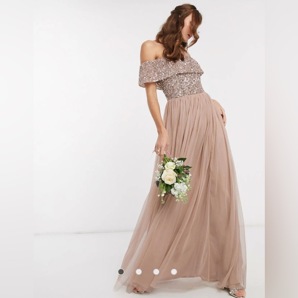 Maya Bridesmaid bardot maxi tulle dress Size US 2